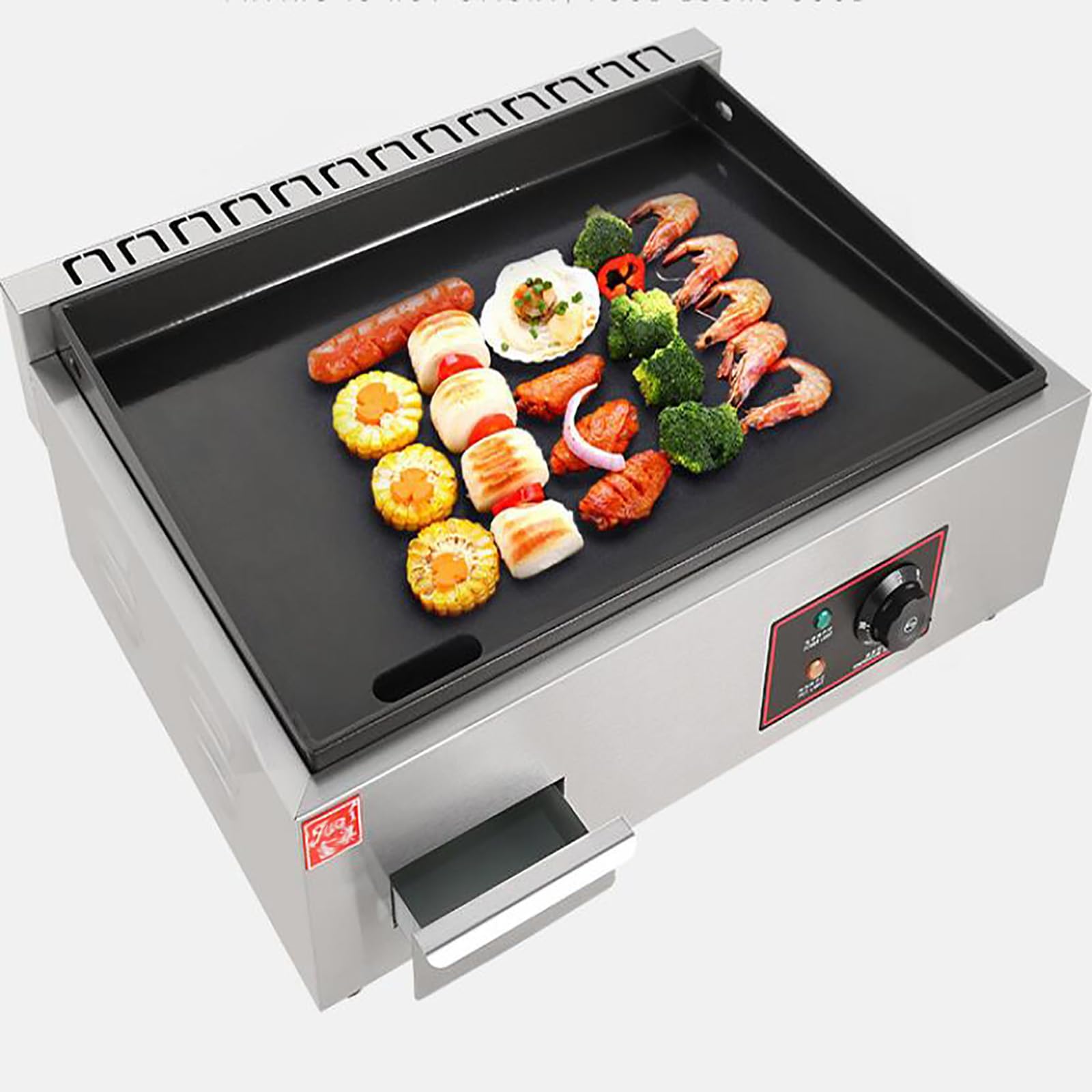 Plancha Eléctrica Profesional 4400W 50 A 300°C Plancha Cocina Eléctrica Plancha De Asar De Acero Inoxidable para Barbacoa Parrilla Tocino Huevo Chorizo Freidora Panqueques 73X40 Cm