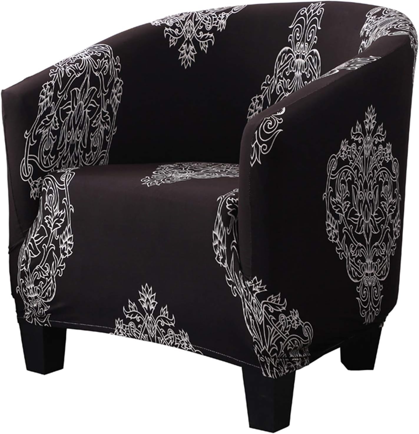 WOMACO Club Chair Slipcover Printed Stretch Armchair Tub/Round Barrel Swivel Chair Covers with Elastic Bottom Sofa Furniture Protector (1, A14)