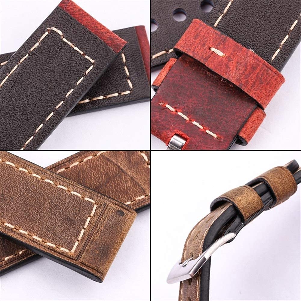 Lederarmband handgefertigte Uhrenarmbänder 22mm 24mm Männer Frauen braun schwarz rot Uhrenarmband Gürtel Edelstahl Schnalle