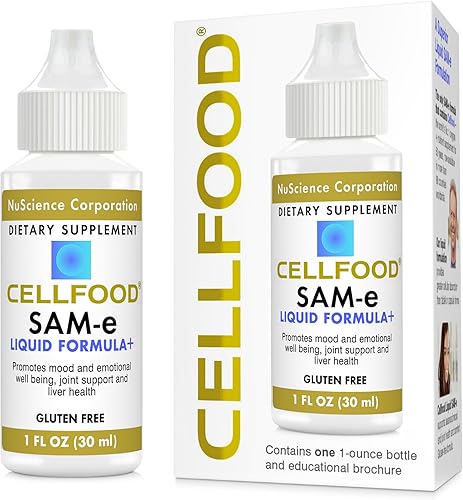 Cellfood SAM-e Liquid Formula+, 1 onza líquida, apoyo articular y salud hepática, líquido para una absorción más fácil y una mejor