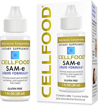 Cellfood SAM-e Liquid Formula+, 1 fl oz - Joint Support & Liver Health - Liquid for Easier Absorption & Better Bioavailability - Gluten Free, Non-GMO - 30-Day Supply