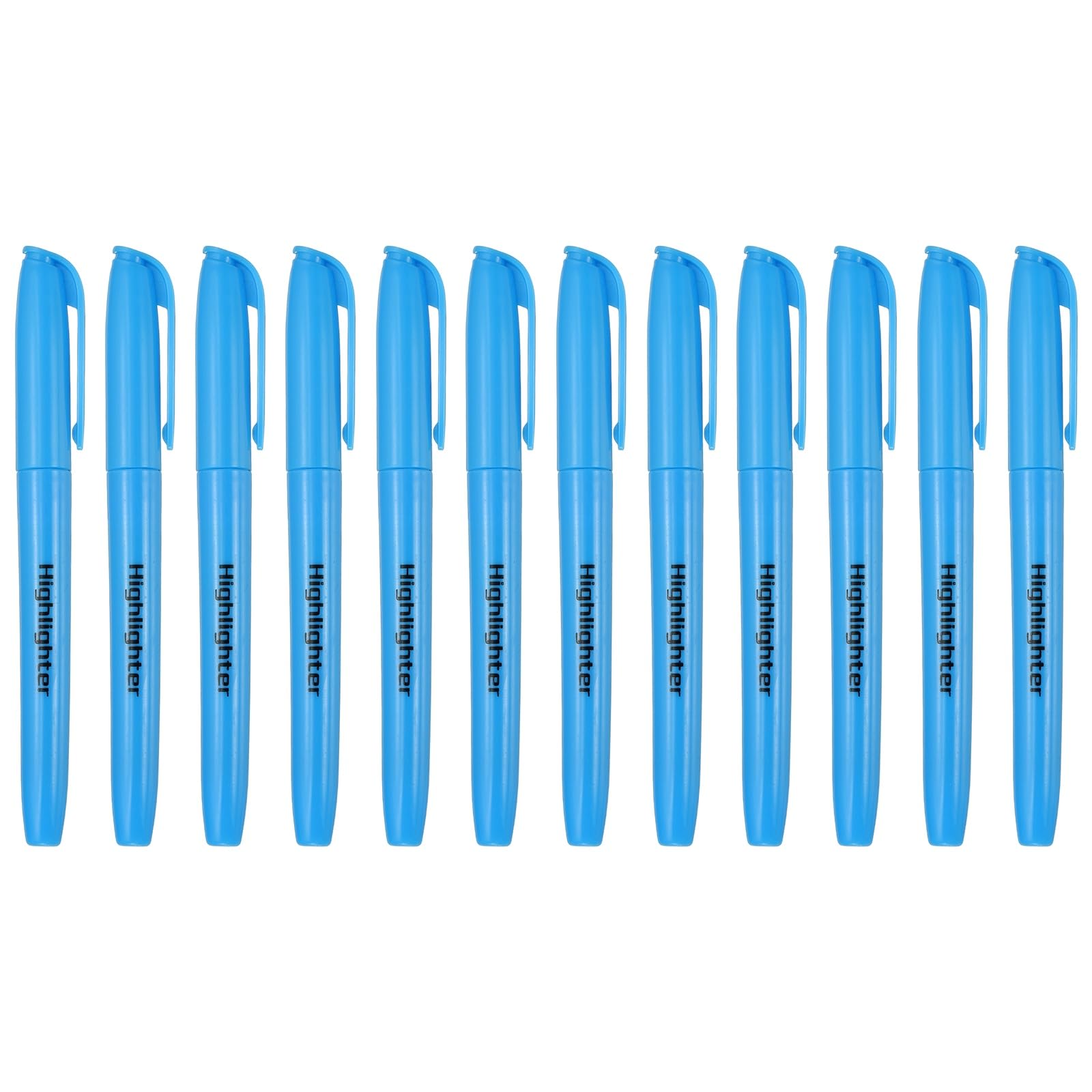 PATIKIL Blue Highlighter, 12 Pack High Lighters No Bleeds Highliters Pens Neon Clear View Bright Quick Dry Pocket Marker Pen Sticks Chisel Tip Cute for Books Office Adults Classroom