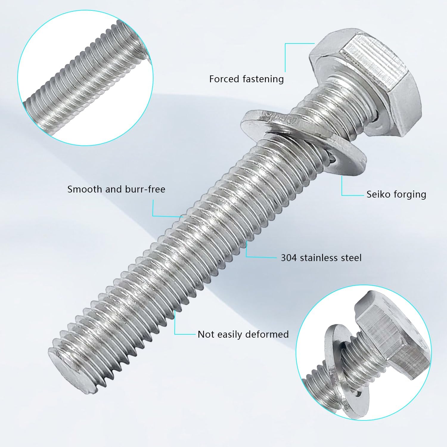 Exhaust Mainfold Bolt Kit Compatible with Ford F250 F350, 8 Pack Stainless Steel Bolt Screw Kit Fit for 1994-2003 7.3L Powerstroke Diesel Engine