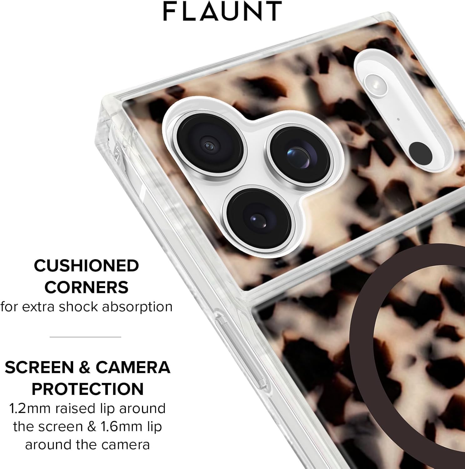 Flaunt Official Square Protective Case - Compatible with iPhone 17 Pro Max - Compatible with MagSafe & Wireless Charging - Drop-Tested & Shockproof - (Blonde Tortoise Shell) - Image 7