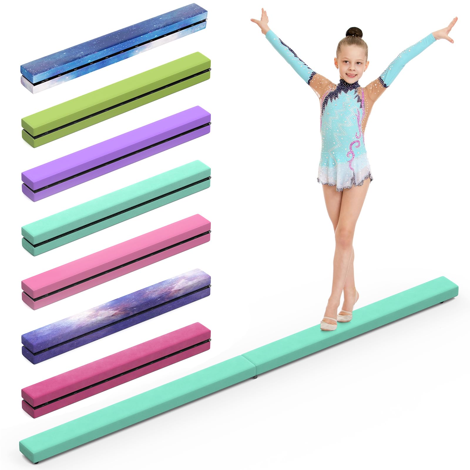 Barra de Gimnasia Plegable, 2,1 m/220 Libras, de Ante sintético, para Entrenamiento de Gimnasia, Entrenamiento de Equilibrio, para Entrenamiento en casa, Gimnasio, Entrenamiento, Deportes