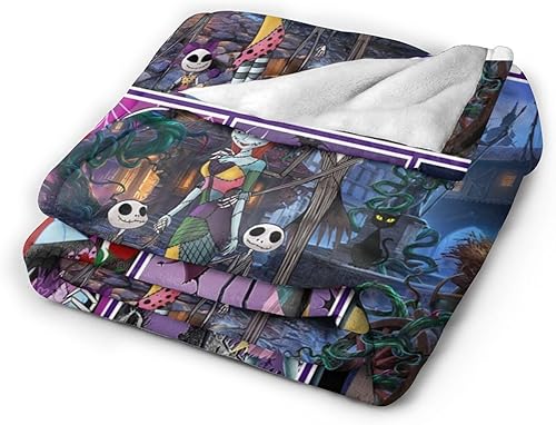 Miniatura 8 de Manta de cama de anime antes de Navidad con divertida manta de cama de película de Jack, manta de Navidad de terror para todas las estaciones, manta