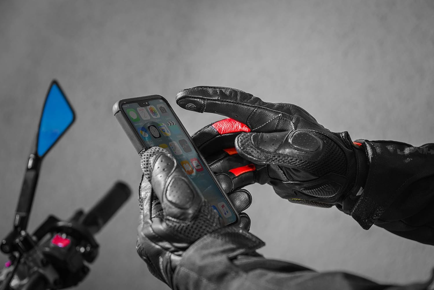 SHIMA Rush Motorcycle Gloves Men Leather Textile Short Summer Biker Armoured Protectors Motorbike Perforated Ventilated Touchscreen Motorsport Glove Lightweight Motocross (Mens, Red, XXL)