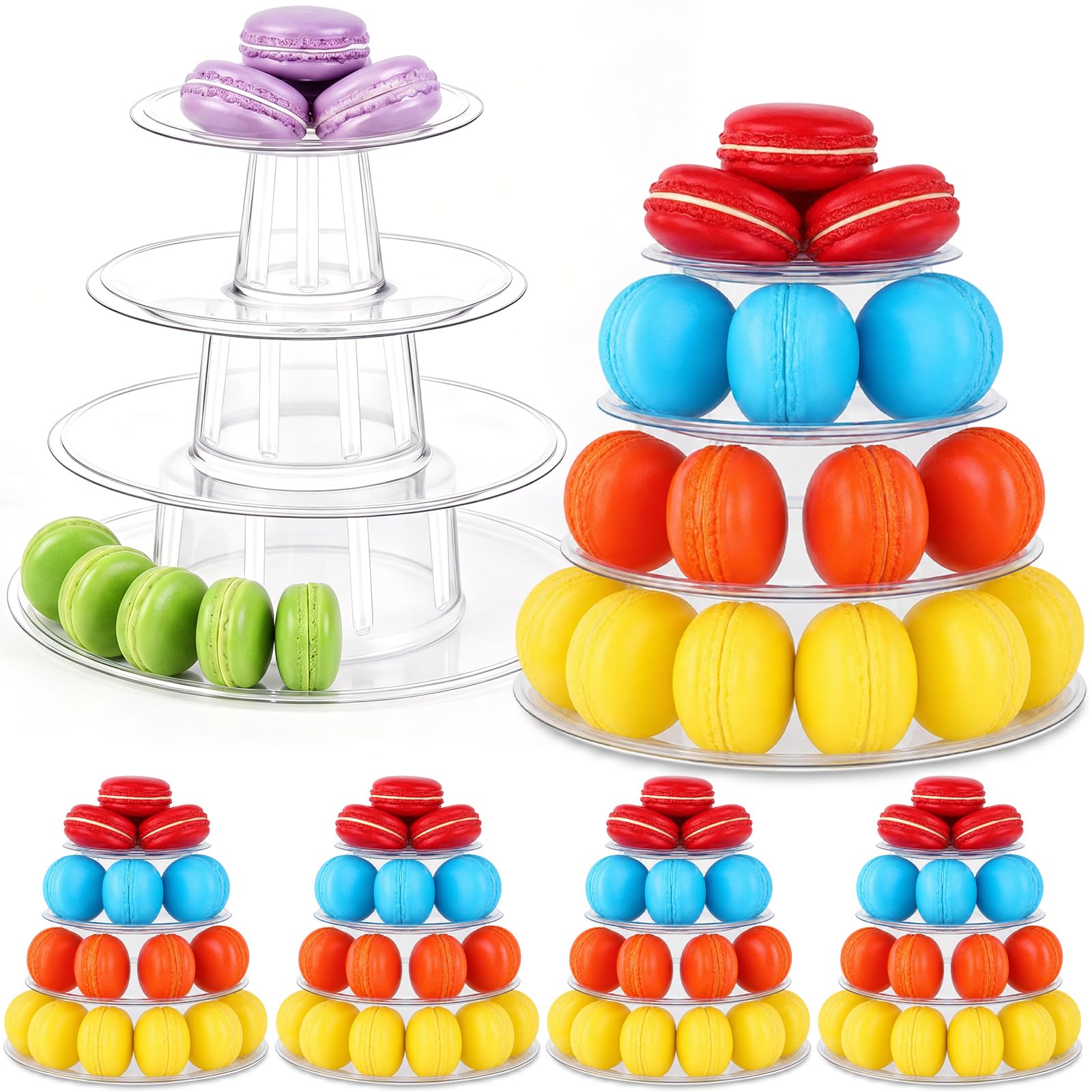 Juexica 6 Pcs 4 Tiers Macaron Tower Stand Cupcake Display Rack