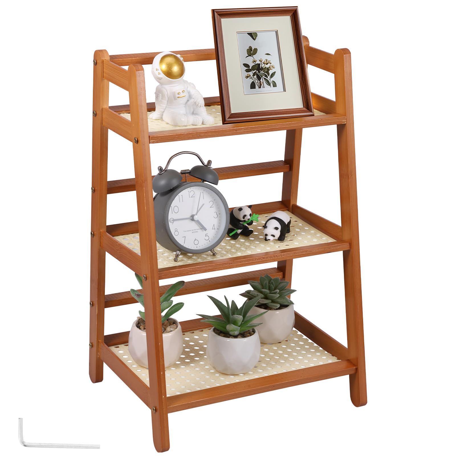 shaojian Coffee Station Organizer Bamboo 3 Layer Kitchen Countertop Organizer 28×21×43cm Cup Display Shelf Multipurpose Desk Organiser Shelf for Home Decoration Kitchen Mug Tea Coffee(B)