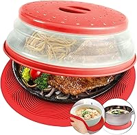 Vista 8 de Alfombrilla para microondas y cubierta de alimentos, 2 en 1, como soporte para tazón, cubierta para protector de salpicaduras, multiuso: Azul