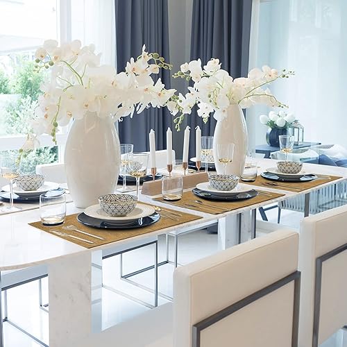 Miniatura 7 de JUCCWARM Juego de 6 manteles individuales de piel sintética, resistentes al calor para mesa de comedor, fáciles de limpiar, antideslizantes,