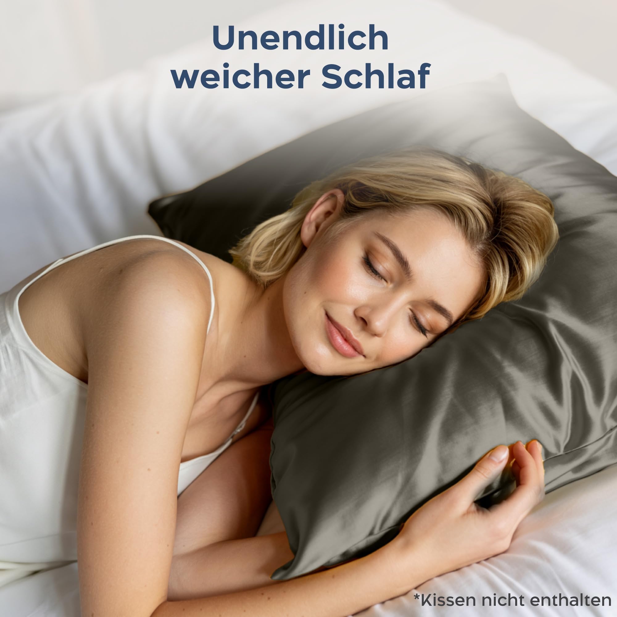 Twinzen Seidenkissenbezug 100% Silk Pillowcase 22 Momme Güteklasse 6A - Oeko-Tex Zert. für Haar und Haut - 1 Stück Dunkelgrau 80 x 80 cm