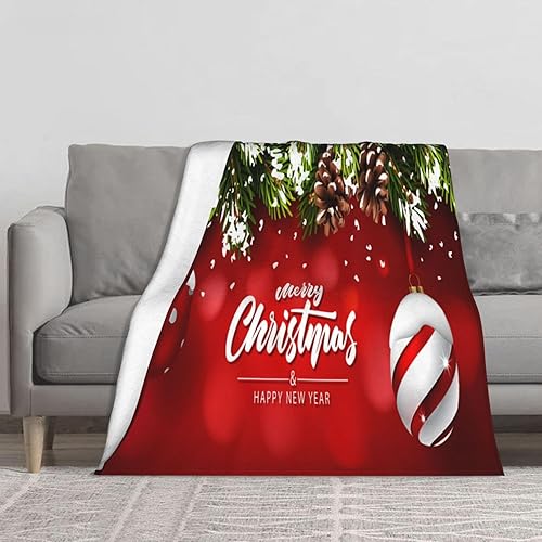 Manta de Navidad con ramas de abeto rojo, para cama de 50 x 60 pulgadas, suave, ligera, mullida y cálida para sofá y todas las estaciones, acogedora