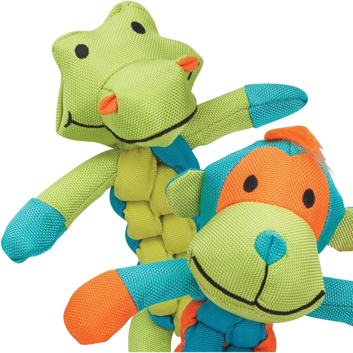 Tough Dog Chew Green Gator or Multicolor Monkey Ballistic Body Twisters Toys (Full Set - Both Toys)