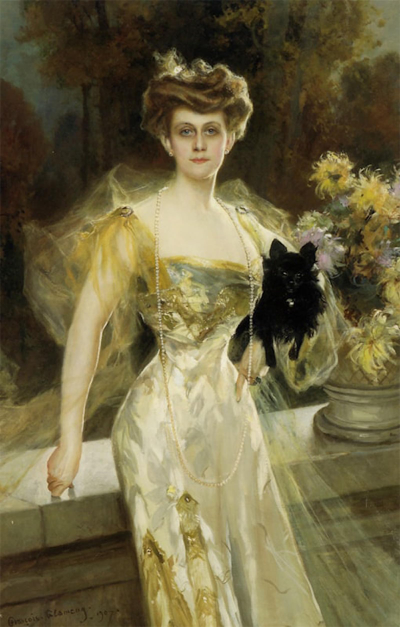 ARTXLXXBN Famous Prints Artwork Pictures Poster Painting Art Portrait of Mrs Meunier by Francois Flameng Artwork Landscape Pictures for Home Decor 60x90cm