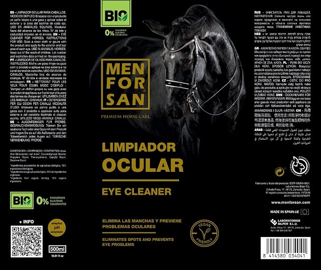Foto 2 de 6 de MENFORSAN Limpiador Ocular para Caballos, 500ml