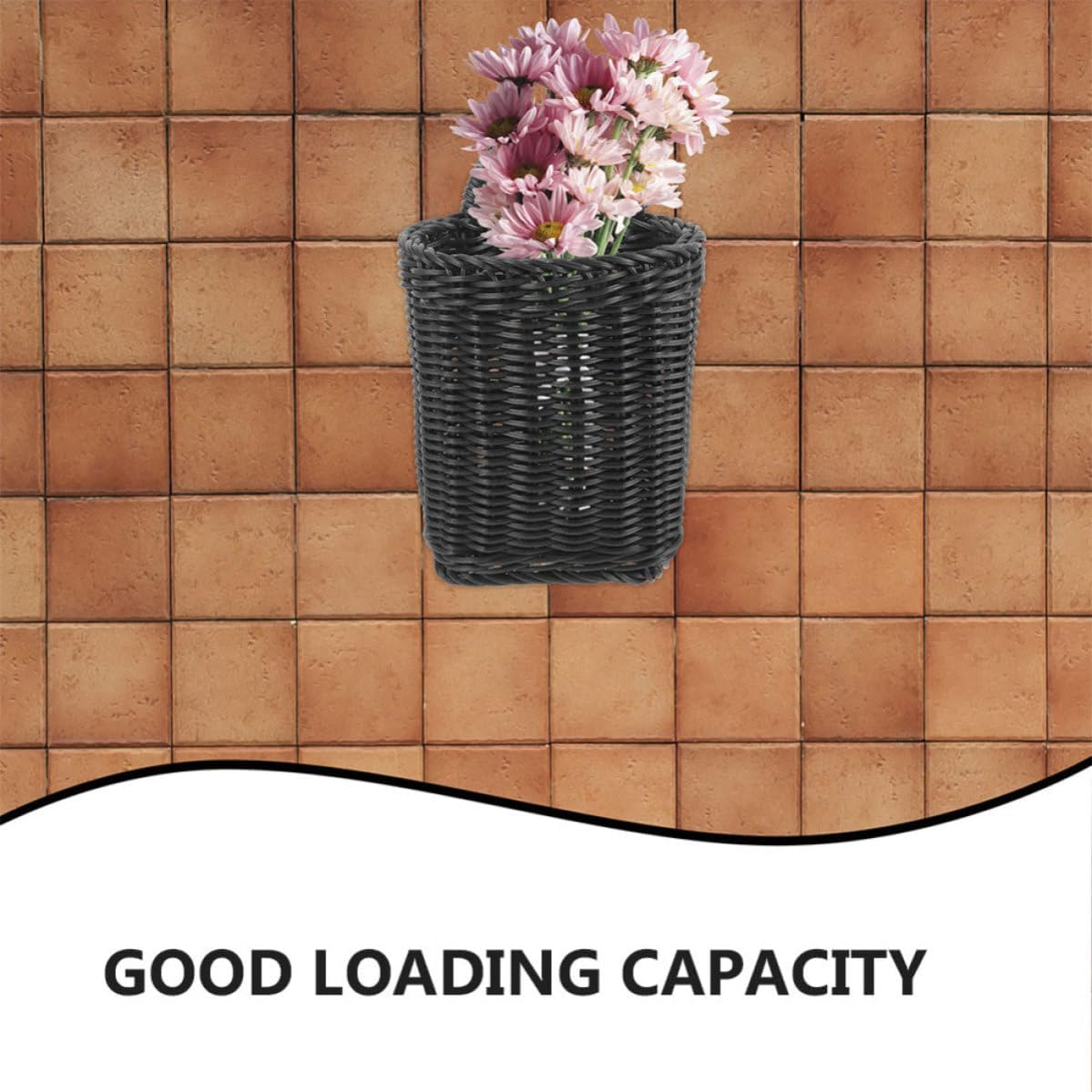 2pcs Black Plastic Hanging Basket for Bathroom Storage and Sundries