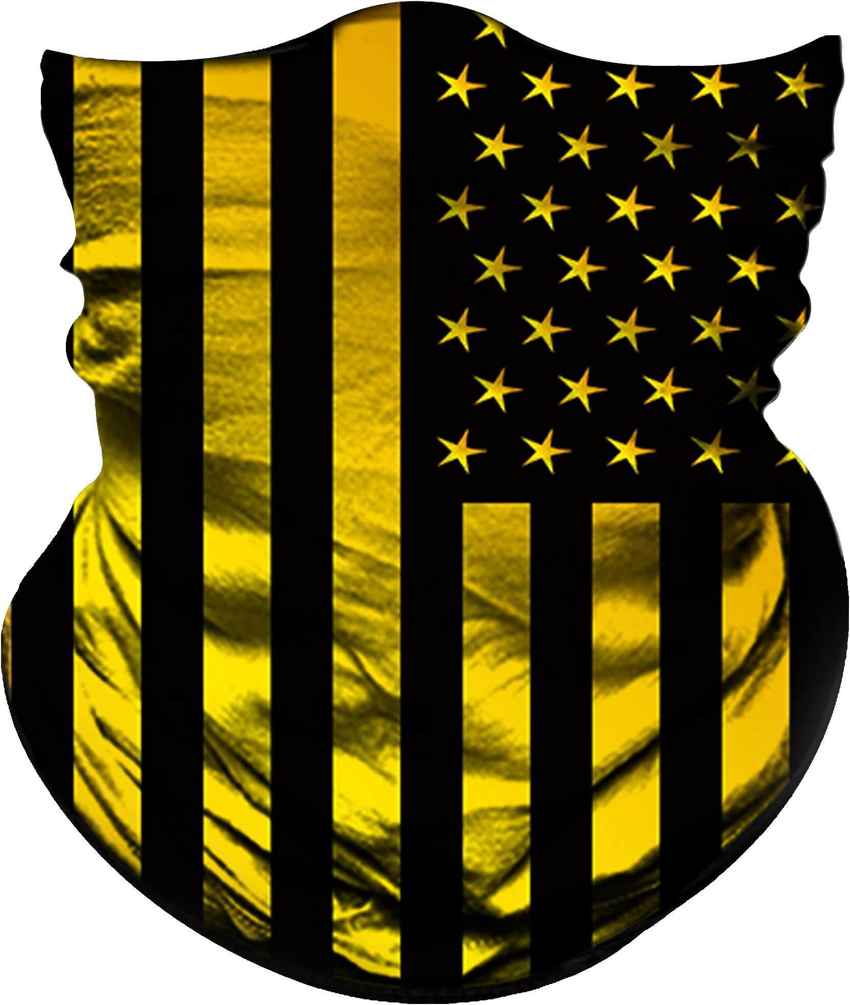 Obacle Motorcycle Flag Face Mask for Dust Wind UV Sun Protection Seamless Bandana Mask Men Women Festival Fishing Hunting Riding Work Outdoor Running Tube Mask Neck Gaiter (US Flag Gold Black Line)