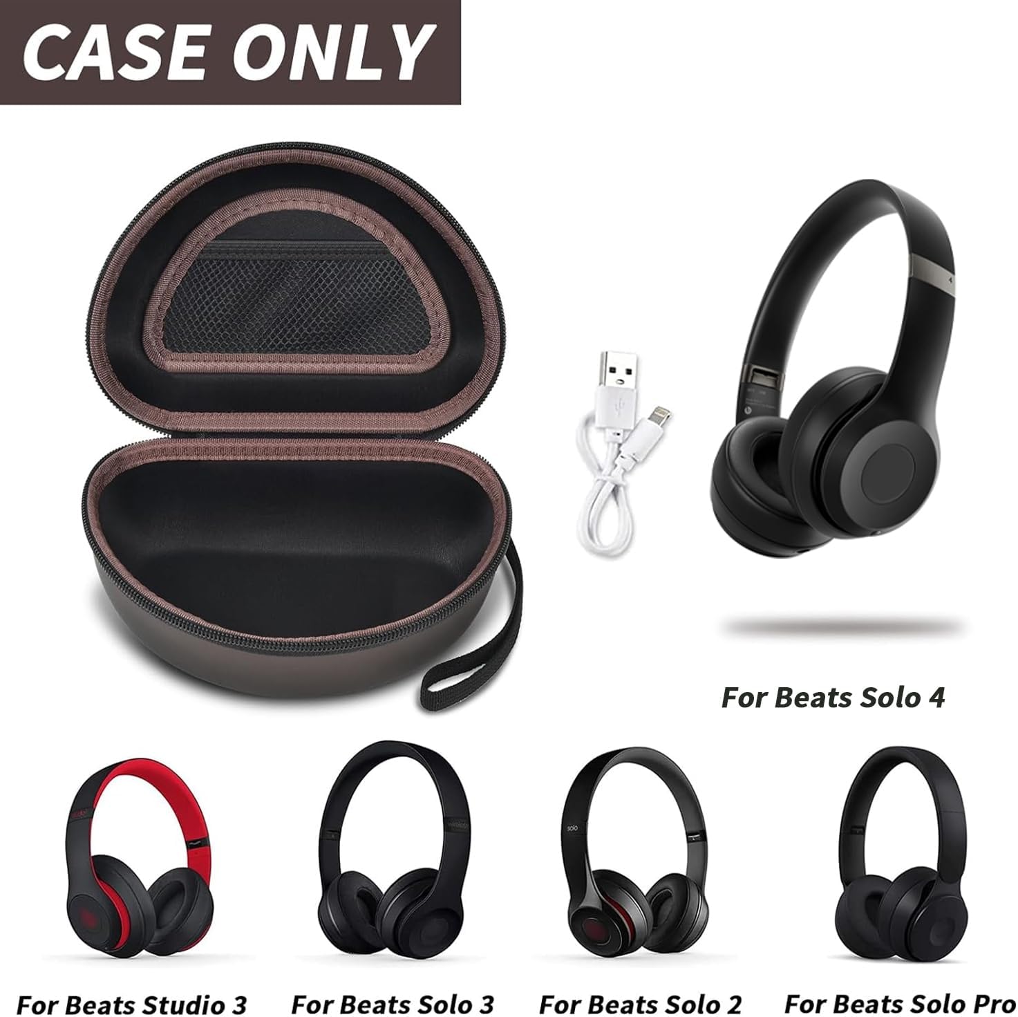 Headphone Case Compatible with Beats Solo 4/ Studio Pro x Kim Kardashian/ Solo3/ Studio3/ Solo2/ Solo Pro Bluetooth On-Ear Headphones Headset - Brownish - Image 2