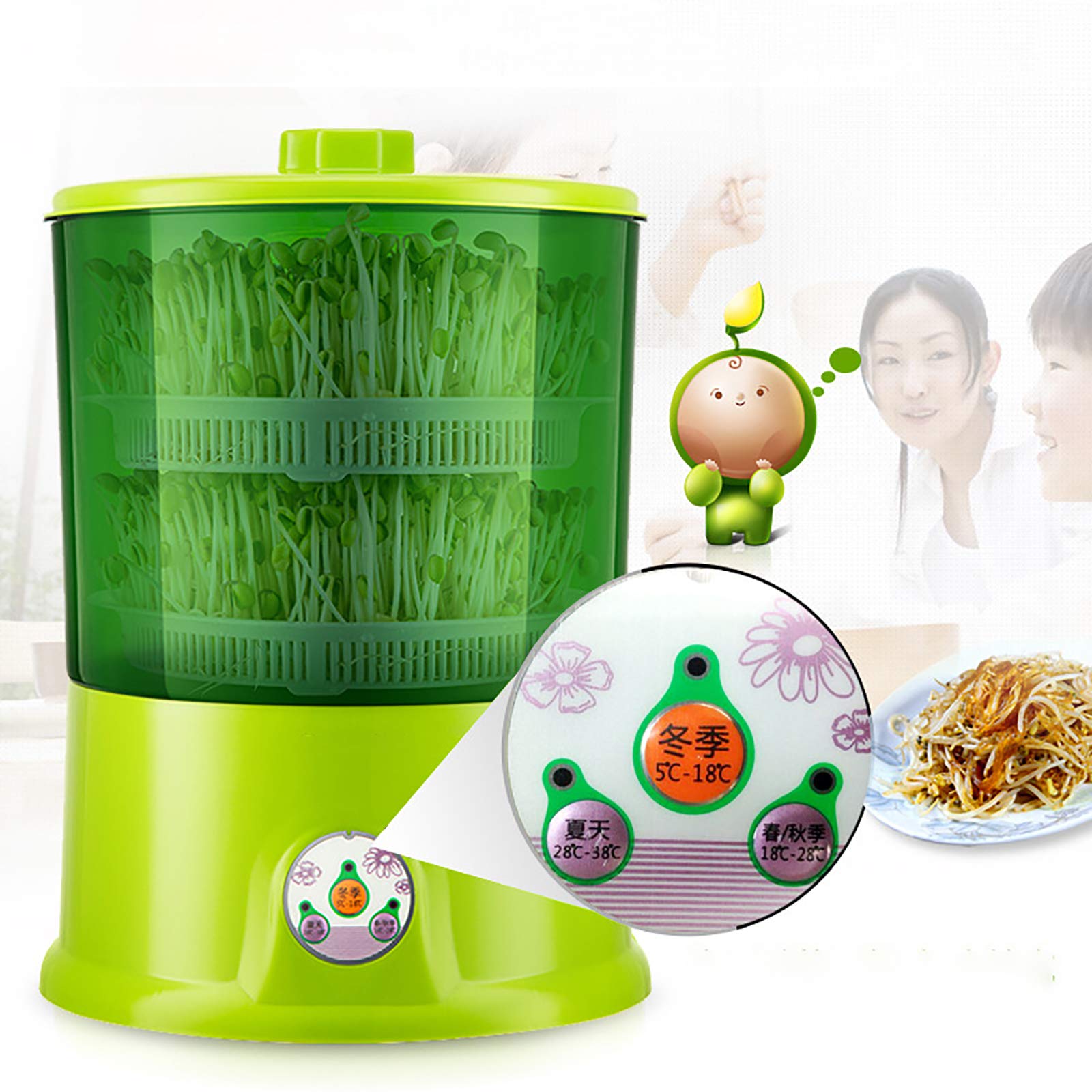 Germinador Automático, Máquina Automática Inteligente de Brotes de Frijoles, Control de Temperatura y Herramienta de Cultivo de Semillas de Riego Automático