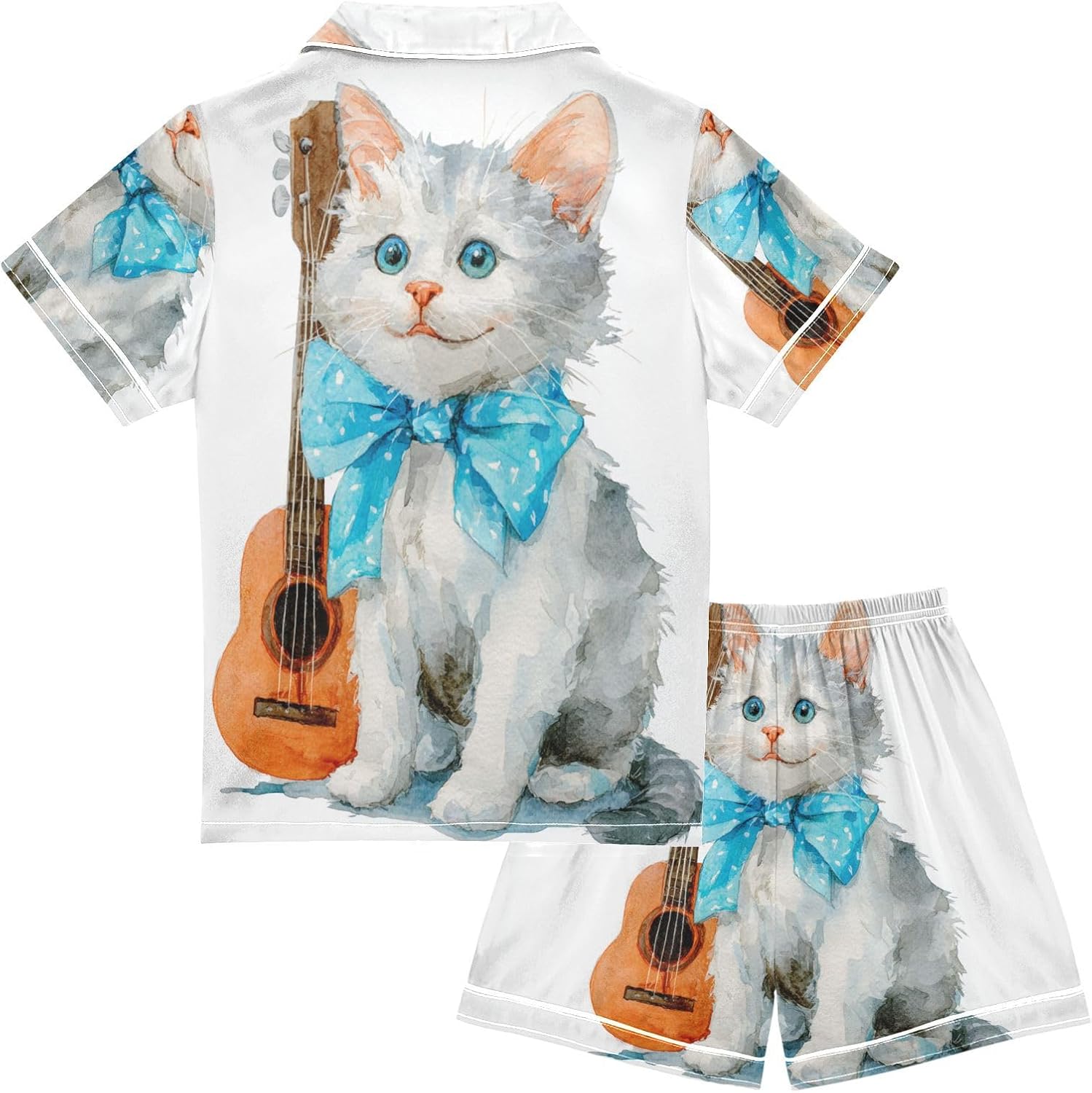 Silk Pajamas Sets Soft Satin 2 Piece Pjs Set Short Sleeve Sleepwear Nightwear
