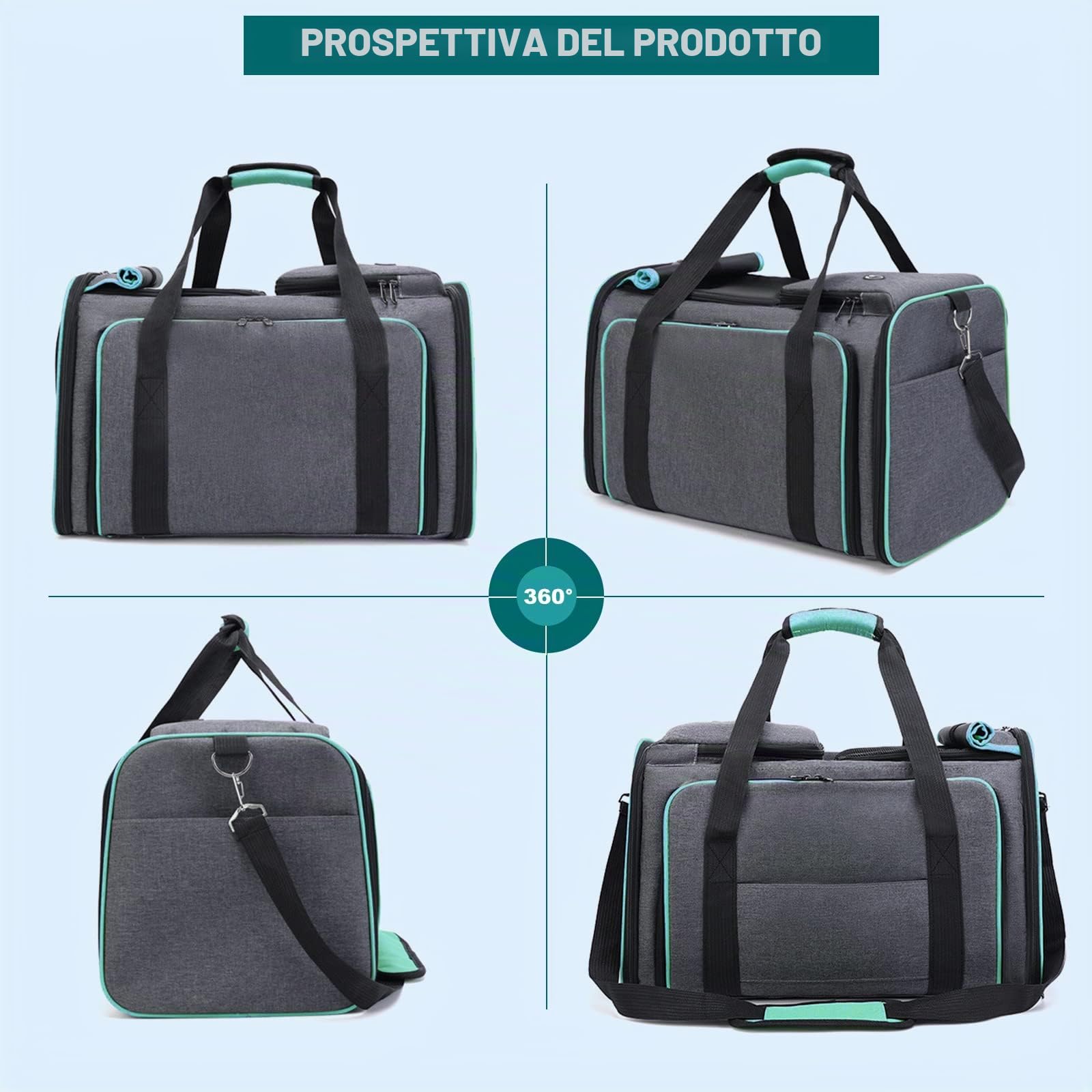 PETCUTE Trasportino per Gatti,Approvato dalle Compagnie Aeree,Borsa Trasportino Gatto da Viaggio Morbida con Guinzaglio di Sicurezza,Espandibile e Pieghevole Trasportini per Cani con Coperta