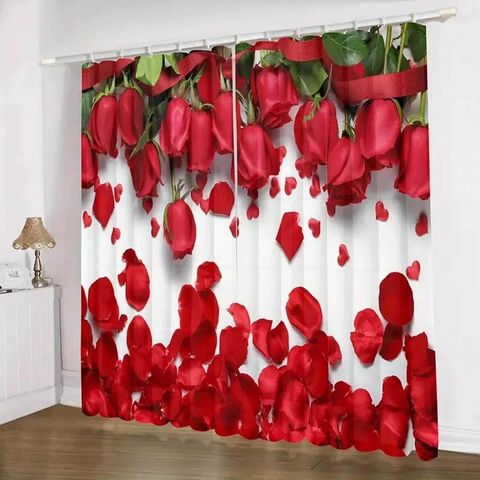 Rideau de luxe rose rouge 3D grand format 366x260cm de salon
