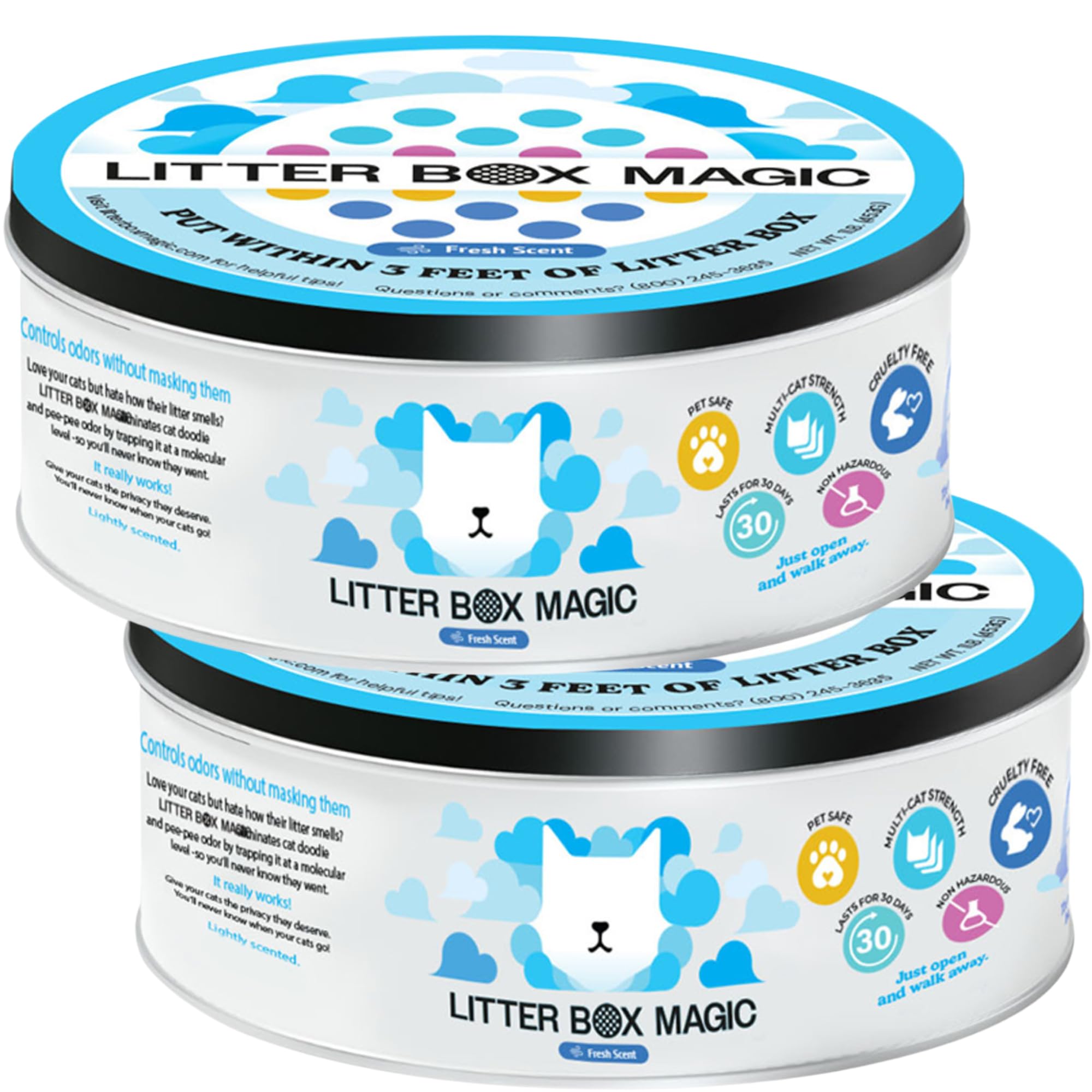 Litter Box Magic Cat Litter Deodorizer Jar (Fresh Scent, 16 Oz, Pack of 2) - Cat Litter Odor Absorber Gel In A Jar - Litter Box Pet Air Freshener - Litter Odor Eliminator to Freshen Air