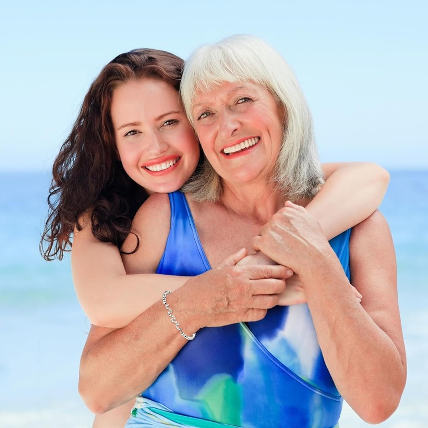 Birthday Gift for Mom Wife Grandma Daughter Friend Bestie Sister, Silver Wave Bracelet Gift for Woman Birthday Gifts Ideas, The Waves of Life We've Through Together Gift for Christmas Mothers Day - Image 6