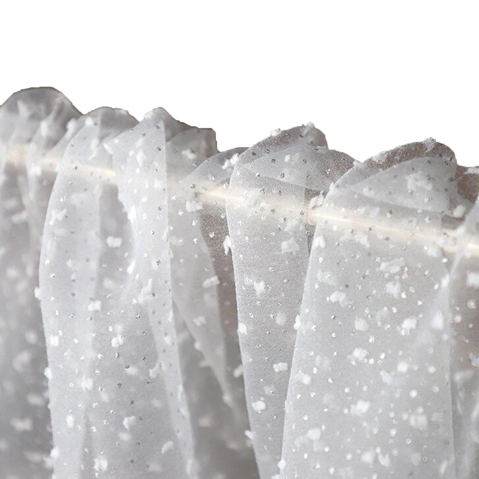 Dxcaicc Tulle Mesh Fabric Fine Velvety Texture Polka Dots Pattern Silver Glitter 150X100cm Summer Romantic Soft Gauze Cloth Ideal for Clothing,White