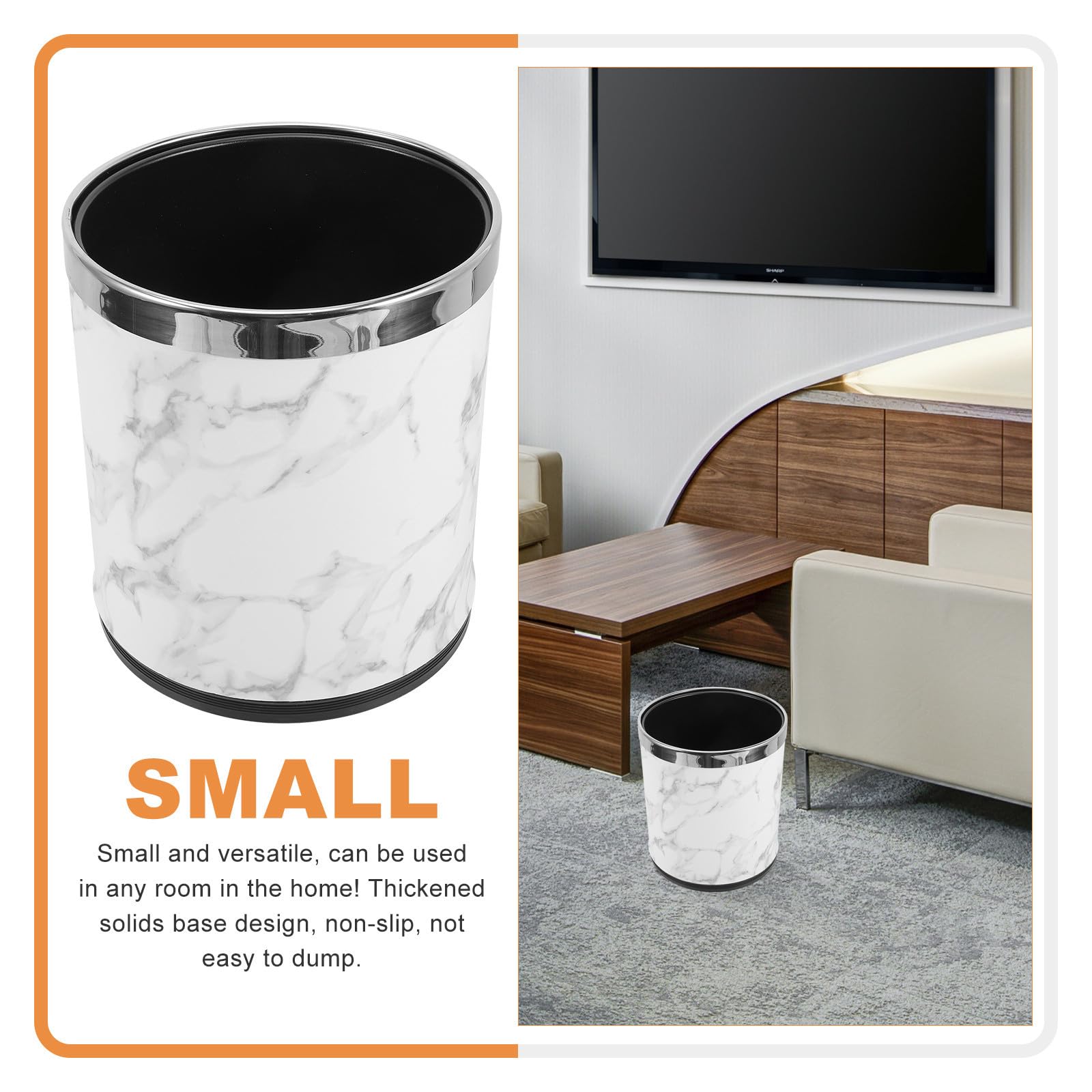 KALLORY Cubo de Basura sin Tapa para Baño y Cocina Diseño Cuadrado y Capacidad Grande, Adecuado para Hogar y Sala, Práctico y Fácil de Limpiar