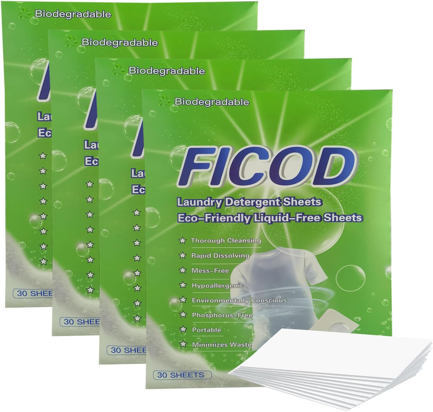 Ficod Laundry Detergent Sheets,120 Sheets (up to 240 loads