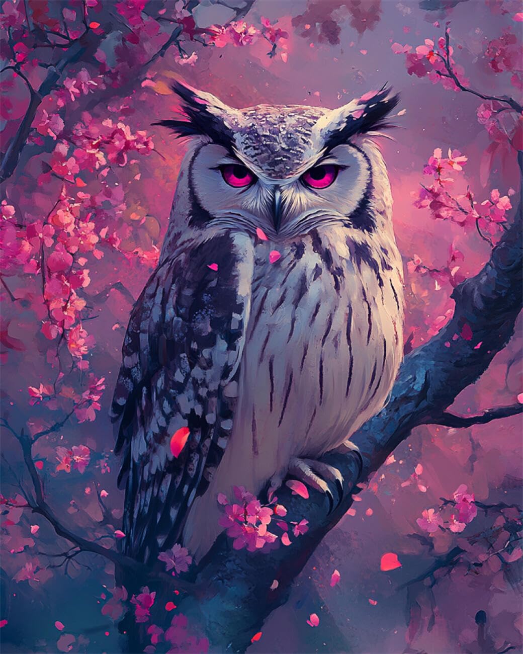AYAOYANGGO Animal DIY French Embroidery Kit with Beads Fantasy Owl Beadwork Craft Kit for Beginners,Needlework Set,Preprint Pattern Decor Wall Art 50x60cm