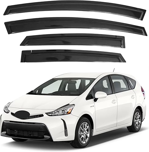 Miniatura 386 de IG - Visera para ventana de automóvil, protector contra la lluvia, el sol y el viento, con cinta adhesiva, deflector extraduradero para ventana