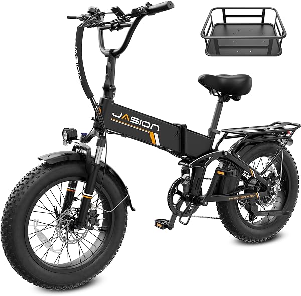 Jasion Hunter Pro Foldable Electric Bike, 30+MPH & 80 Miles Long Range, 1800W Peak Motor, 720WH Removable Battery, 20''*4 Fat Tire, Dual Hydraulic Brakes EBike, App Control & Full Suspension Bicycle