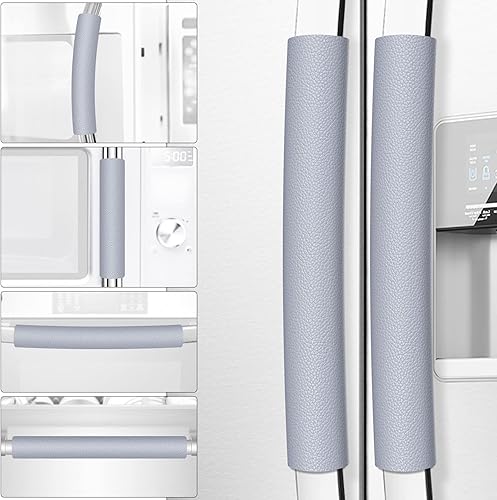 Vista 49 de Juego de 6 fundas de cuero para manijas de refrigerador, mantiene tu nevera, microondas, horno, estufa o lavavajillas limpio, mancha aceites sucios