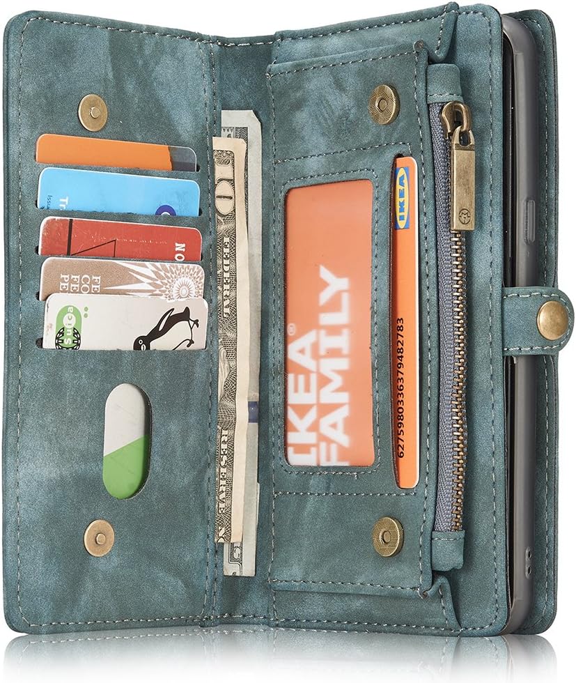 Samsung Galaxy S8 Plus Leather Wallet Phone Case Magnetic Detachable Case with Card Slots Cash Compartment Blue