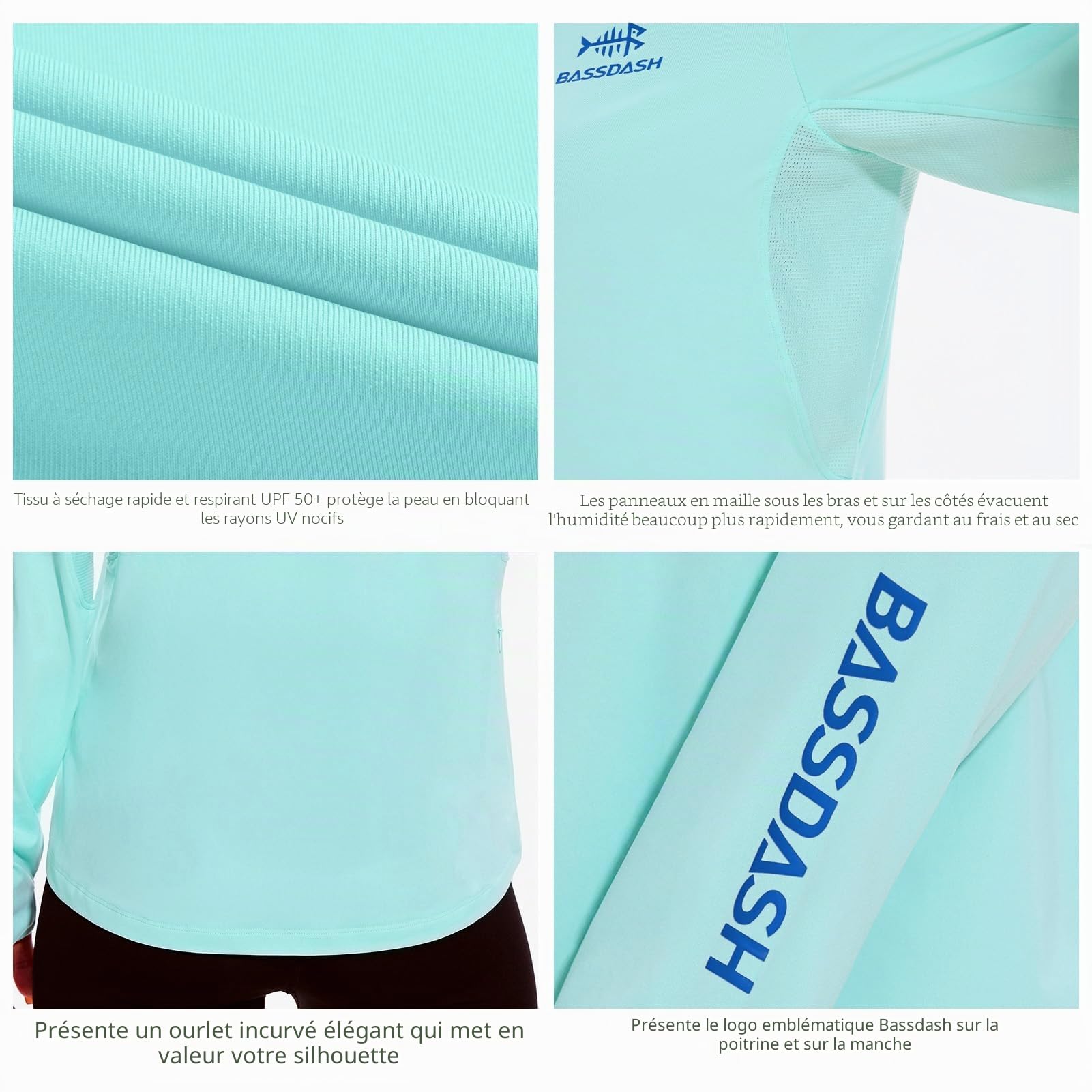 Bassdash Sweat à Capuche à Manches Longues Femme avec Poche Protection Solaire Sweat Léger UPF50+ FS04W