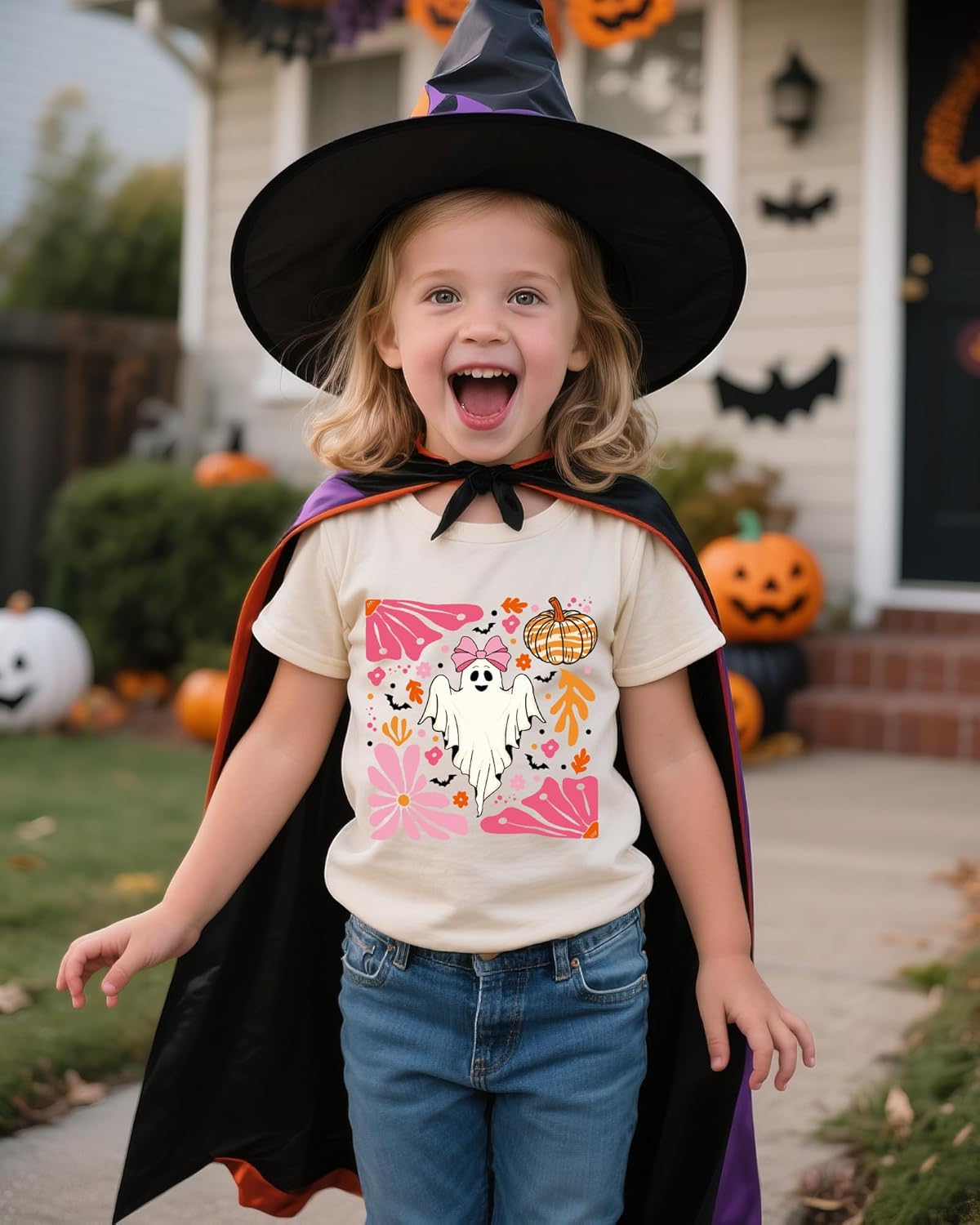 Halloween Shirts for Girls Pumpkin Ghost Graphic Tshirts Cotton Short Sleeve Tee 2-12 Years - Image 4
