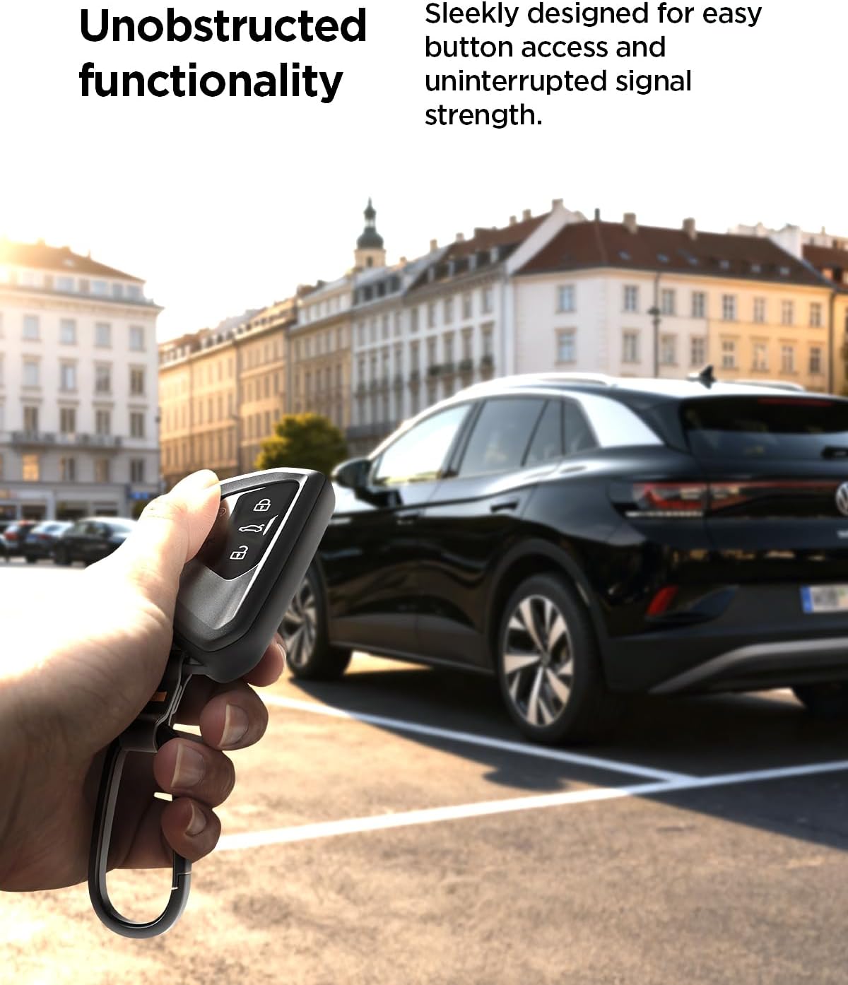 Spigen Light Slim Key Fob Cover with Carabiner Designed for Volkswagen Golf ID4 Tiguan Atlas Smart Key Fobs (1 pack)