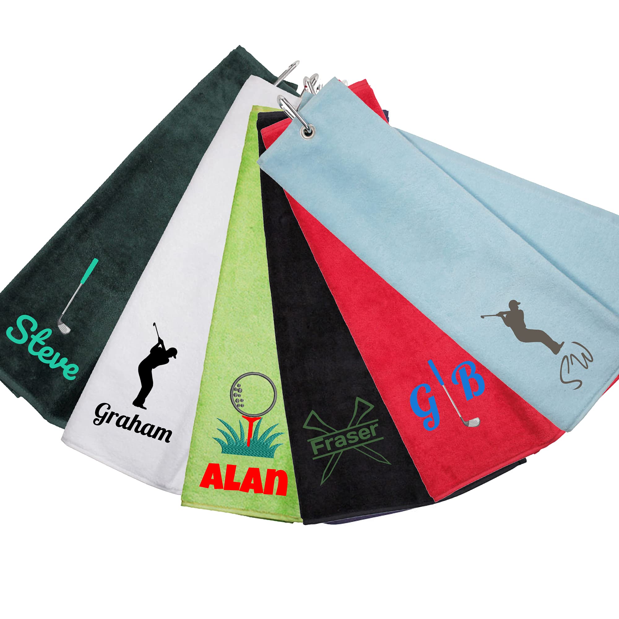 Always Looking Good Personalised Tri Fold Golf Towel with Name Luxury Velour 50cm x 40cm Custom Towel with Carabiner Clip Gift- Golf Gifts for men and women (Orange)