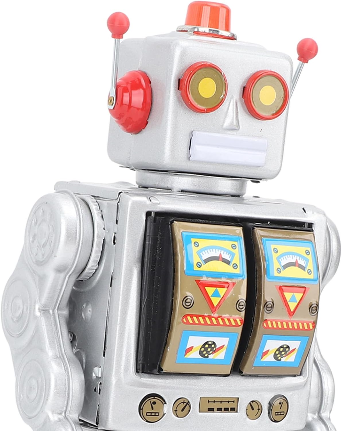 Metal Tin Robot Wind Up Toys, 13.39x6.69x5.12in Electric Rotating Vintage Toys with Walking & Rotating, Gun Sound for Collection, Party, Birthday, Festival