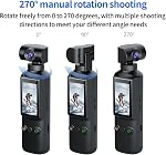 OBEST Action Cam 4K with 64GB Mini Action Camera, Handheld WiFi Bodycam Body Cam with 270° Rotated 1.99 Screen Vlog POV Cam, Daily Activity Motorcycle Rider Sports Camera (Black)