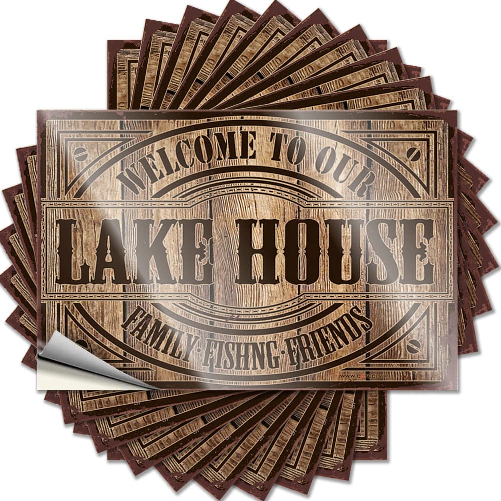 Tattoo Room Stuff Easy Apply | Welcome to Our Lake House Rock Garage Peel and Stick(12X18CM)