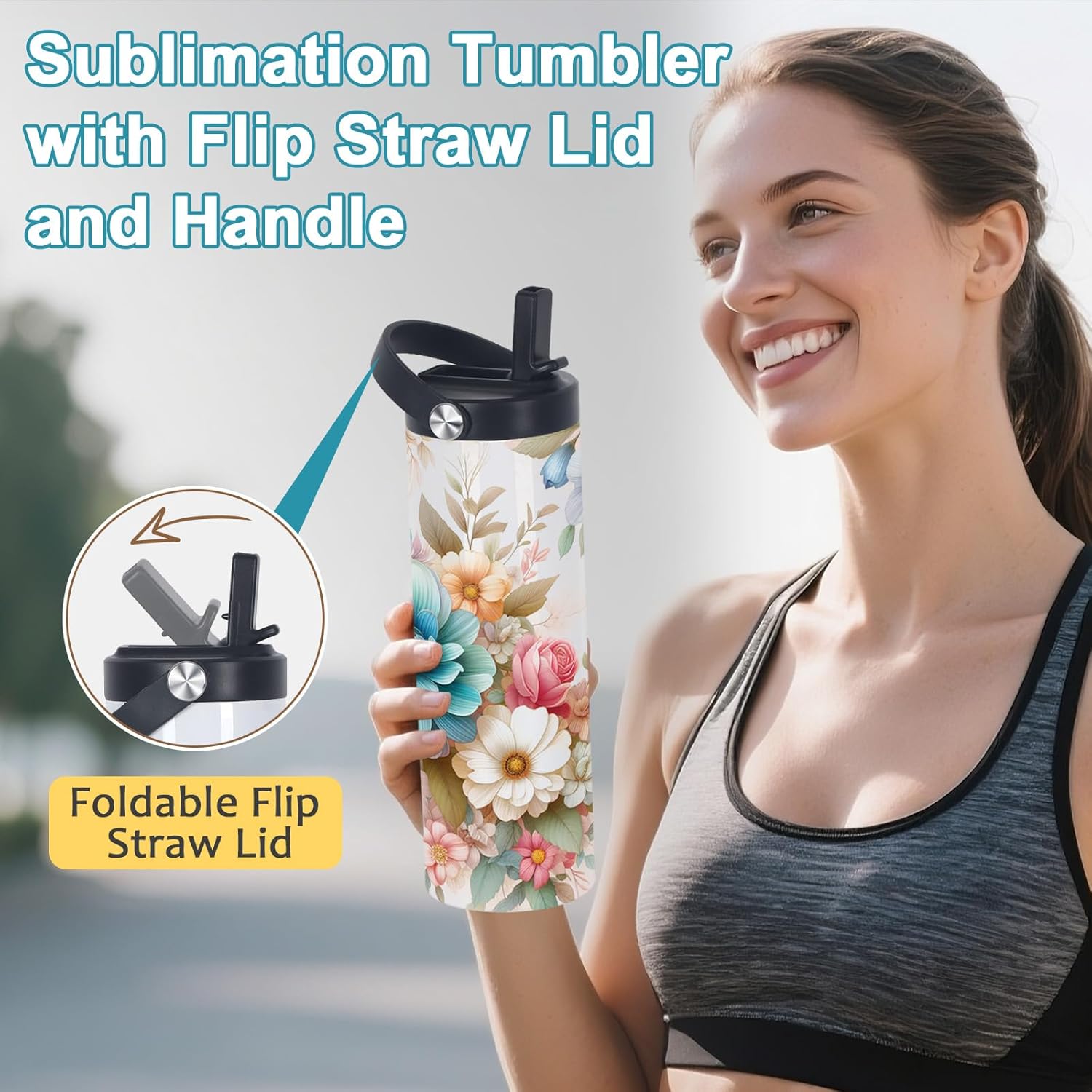 20 Oz Sublimation Tumblers Bulk Skinny Straight, 25 Pack Sublimation Sport Water Bottles Blanks with Portable Handle, Double Wall Stainless Steel Tumbler Cup for Heat Transfer, Individual Box - Image 3
