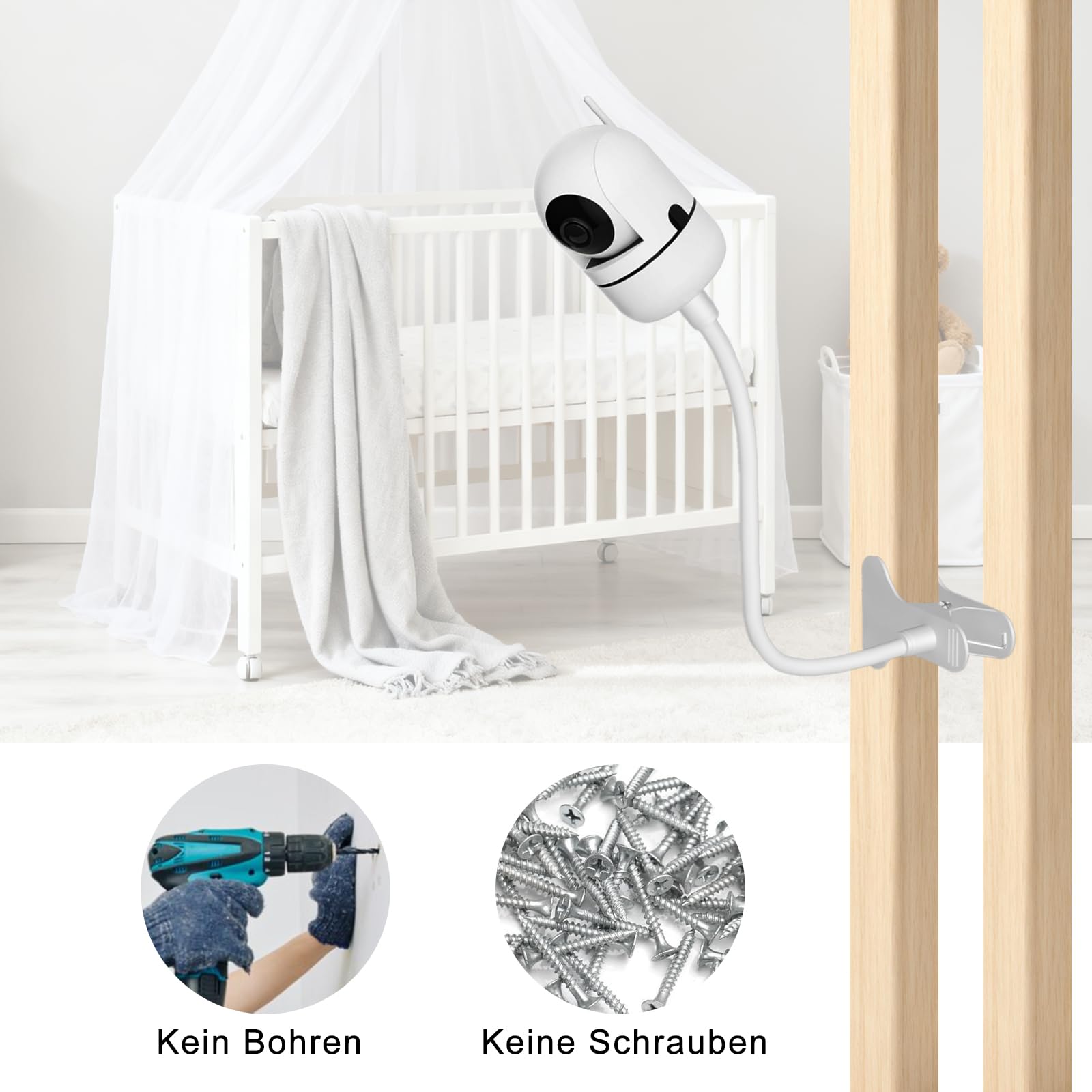 Uchwyt do elektronicznej niani, uniwersalny uchwyt na aparat dla niemowląt Momcozy, GHB, ieGeek, HelloBaby, BOIFUN, Blemil, Philips Avent i wszystkich nianek elektronicznych z gwintem 1/4