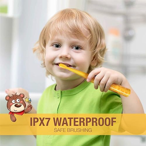 Vista 24 de Vekkia Bear Kids - Cabezales de repuesto para cepillos de dientes eléctricos, 7 veces más eliminación de placa, cerdas suaves curvadas 3D amarillo