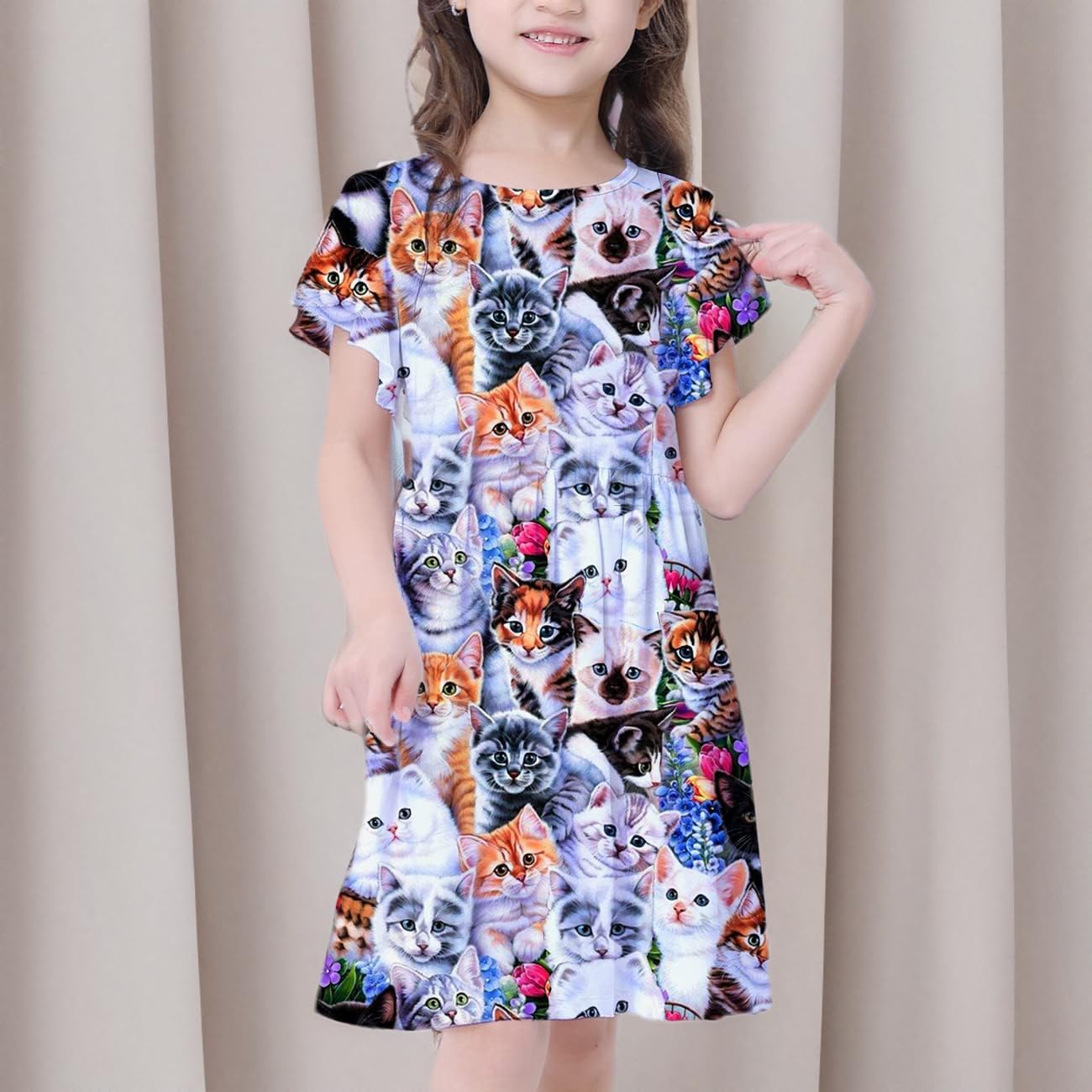 VASCHY Girls Dress, Soft Twirly Stretchy Casual Ruffle Daily Dress for Toddler/Little/Big Kid Girls Clothing 2-10T Clothes - Image 10