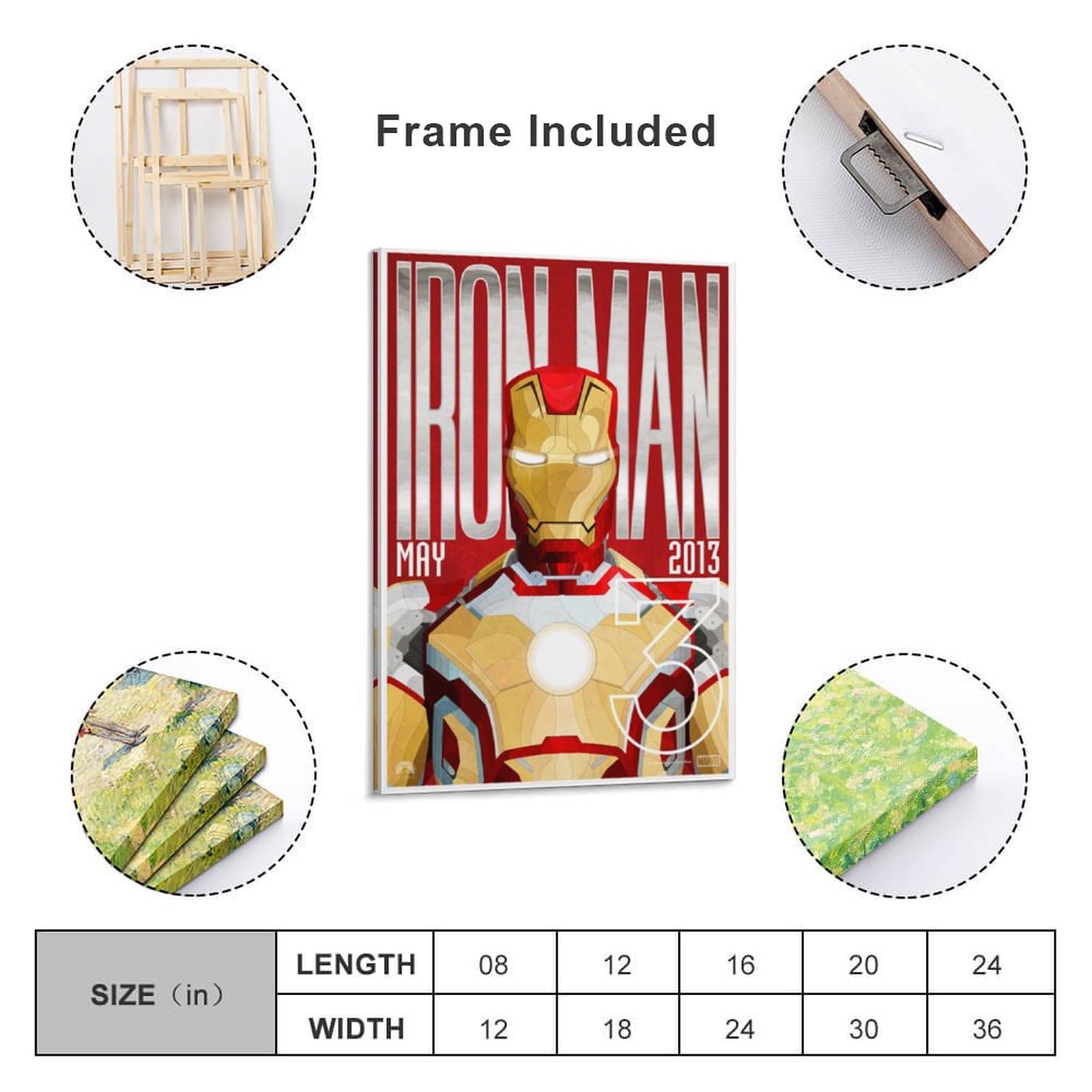 Amazon｜アイアンマン 3 Iron Man 3 マーベル ヒーロー映画 ポスター トニー・スターク 14 キャンバス 壁アートホーム バスルーム  寝室 オフィス装飾 プリント芸術作品 インテリア20x30inch(50x75cm)｜ウォールステッカー オンライン通販 映画『アイアンマン  マーベル3 ..., image size:1600x1600