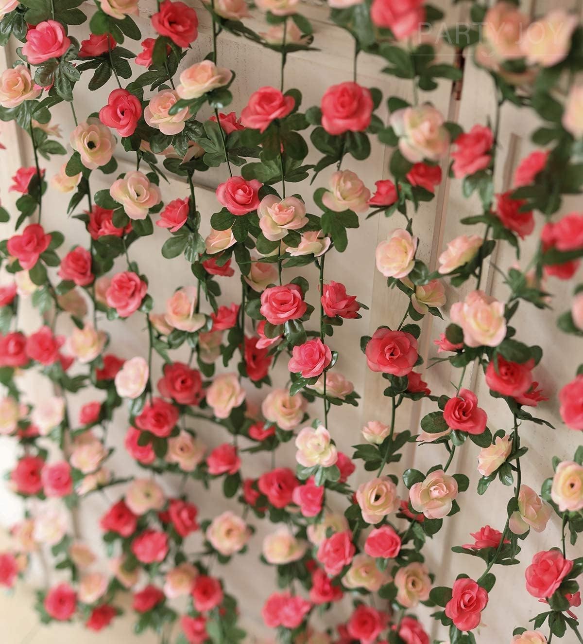 8pcs 65.6Ft Flower Garland,PARTY JOY Fake Rose Vine Artificial Flowers Hanging Rose Ivy Garland for Room Wall Decor Hanging Baskets Wedding Arch Garden Background Decor (Pink-8PCS)